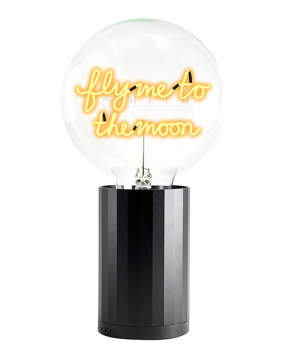 Bulb FLY ME TO THE MOON Amber with Base Table Lamp PORTABLE Black