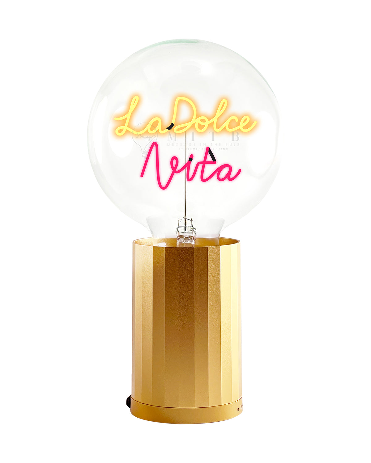 Bulb DOLCE VITA  Amber/ Red with Base Table Lamp PORTABLE Rose Gold