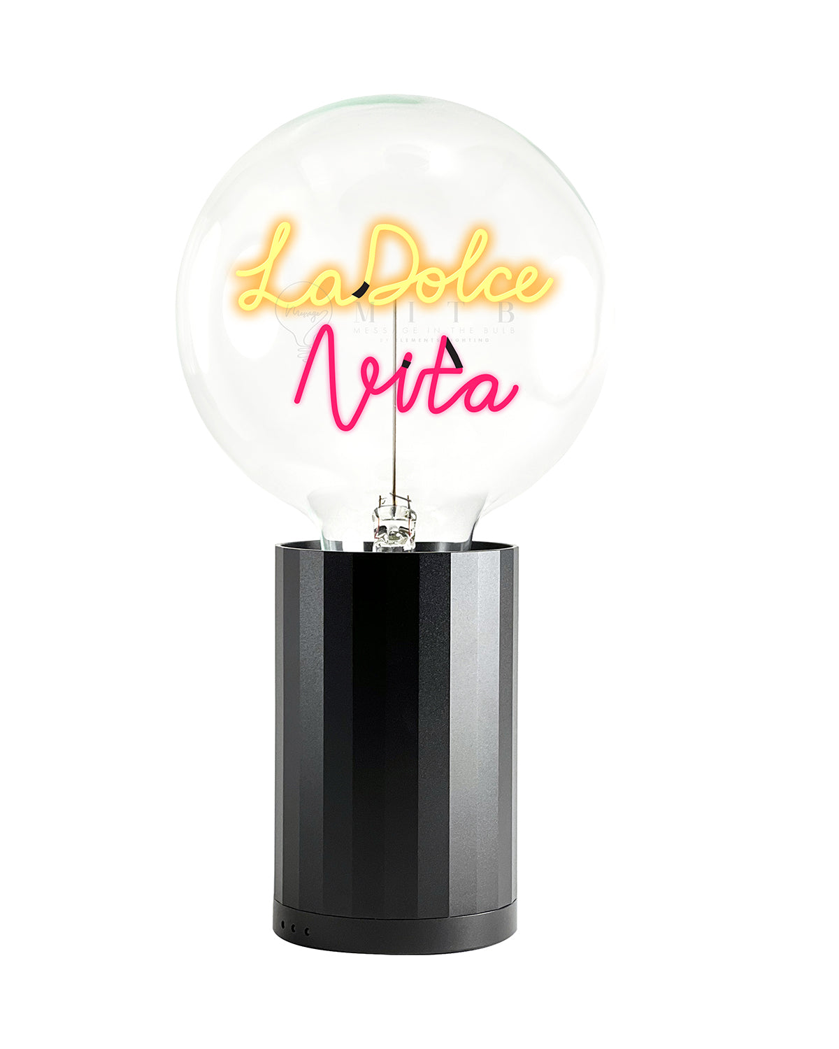 Bulb DOLCE VITA  Amber/ Red with Base Table Lamp PORTABLE Rose Gold