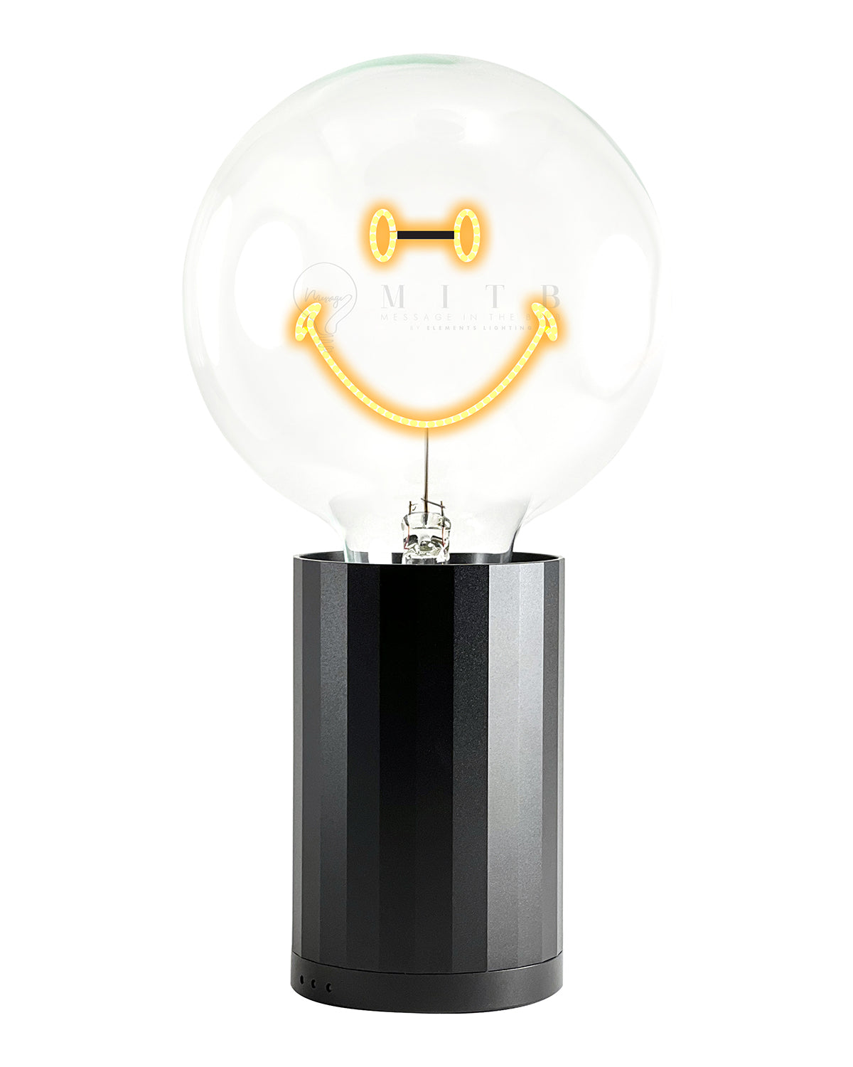 Bulb SMILEY Amber with Base Table Lamp PORTABLE Black