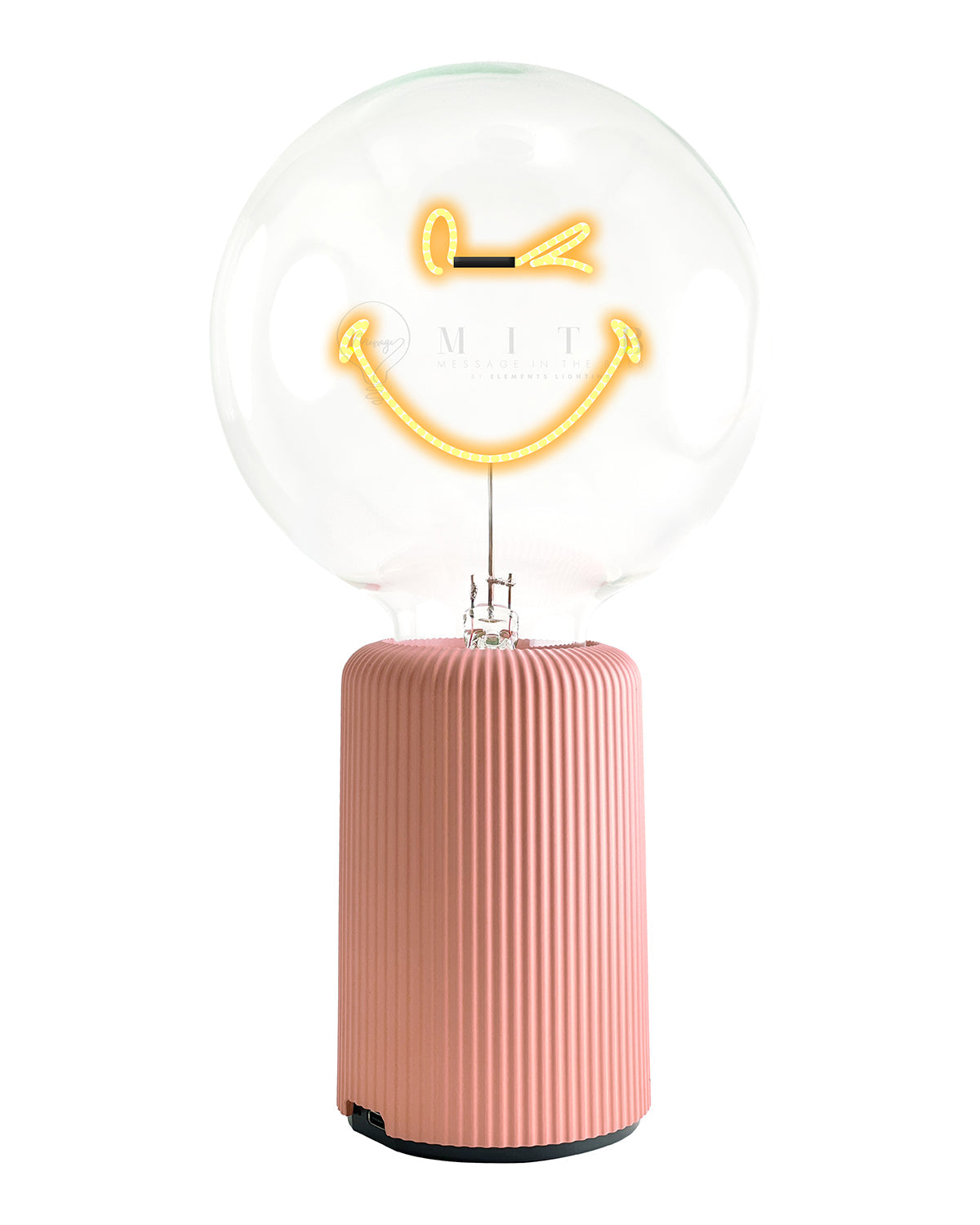 Bulb SMILEY WORLD KIDNESS Amber with Base Table Lamp PORTABLE Pop Nomad White
