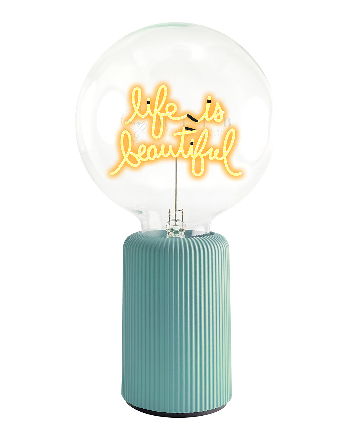 Bulb LIFE IS BEAUTIFUL Amber with Base Table Lamp PORTABLE Pop Nomad White
