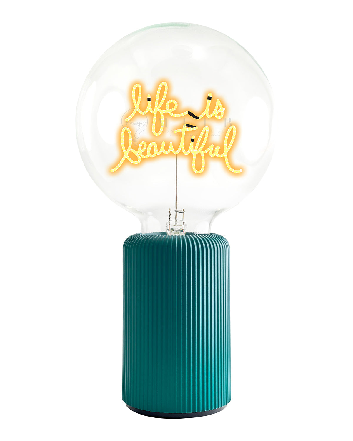 Bulb LIFE IS BEAUTIFUL Amber with Base Table Lamp PORTABLE Pop Nomad White