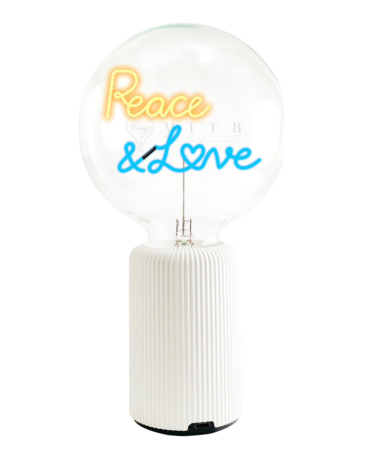 Bulb PEACE AND LOVE Amber/ Blue with Base Table Lamp PORTABLE Pop Nomad Olive