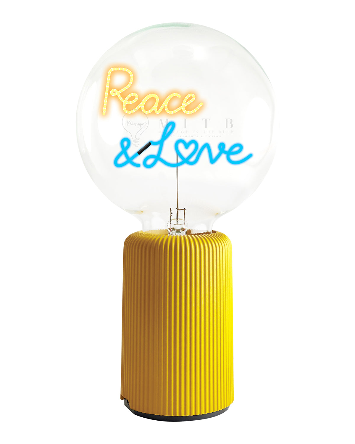 Bulb PEACE AND LOVE Amber/ Blue with Base Table Lamp PORTABLE Pop Nomad