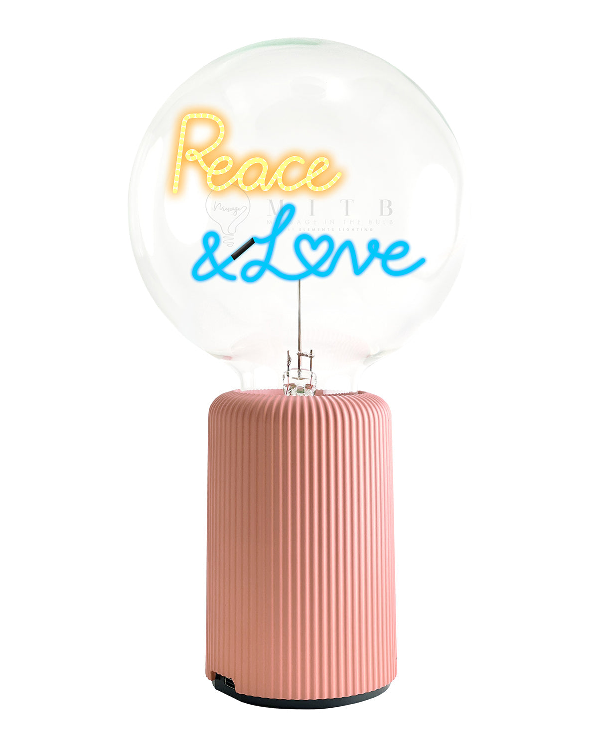 Bulb PEACE AND LOVE Amber/ Blue with Base Table Lamp PORTABLE Pop Nomad Emerald