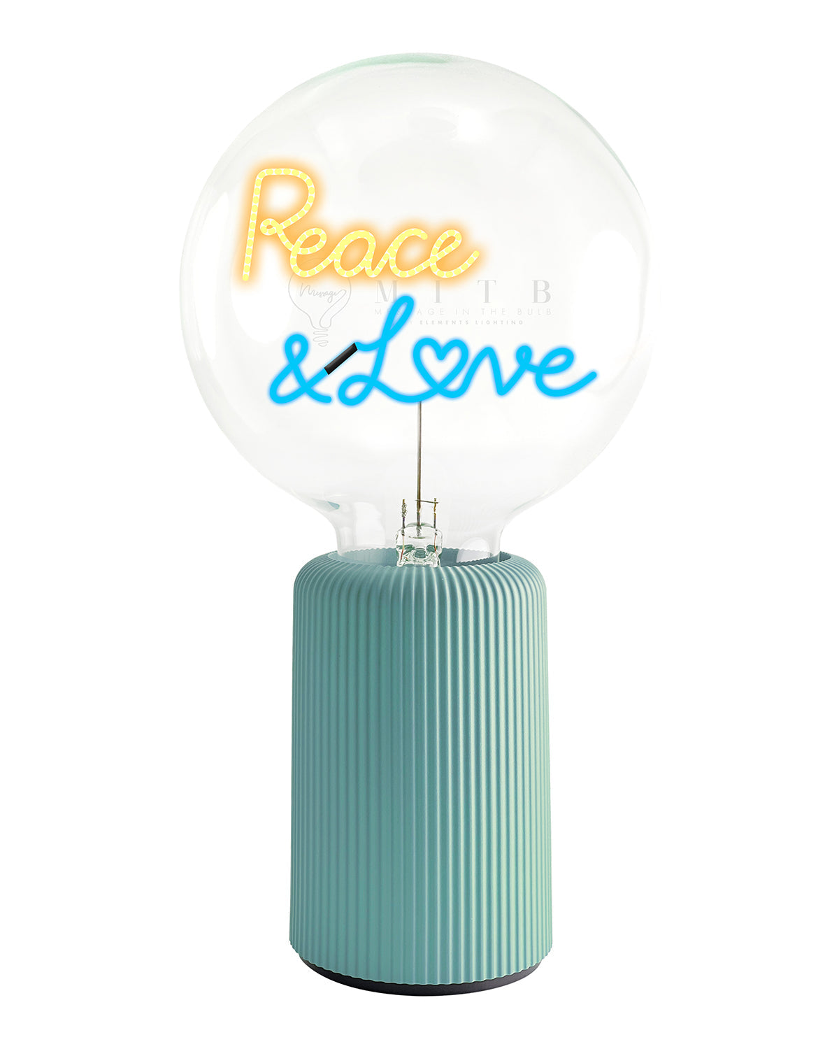 Bulb PEACE AND LOVE Amber/ Blue with Base Table Lamp PORTABLE Pop Nomad Emerald