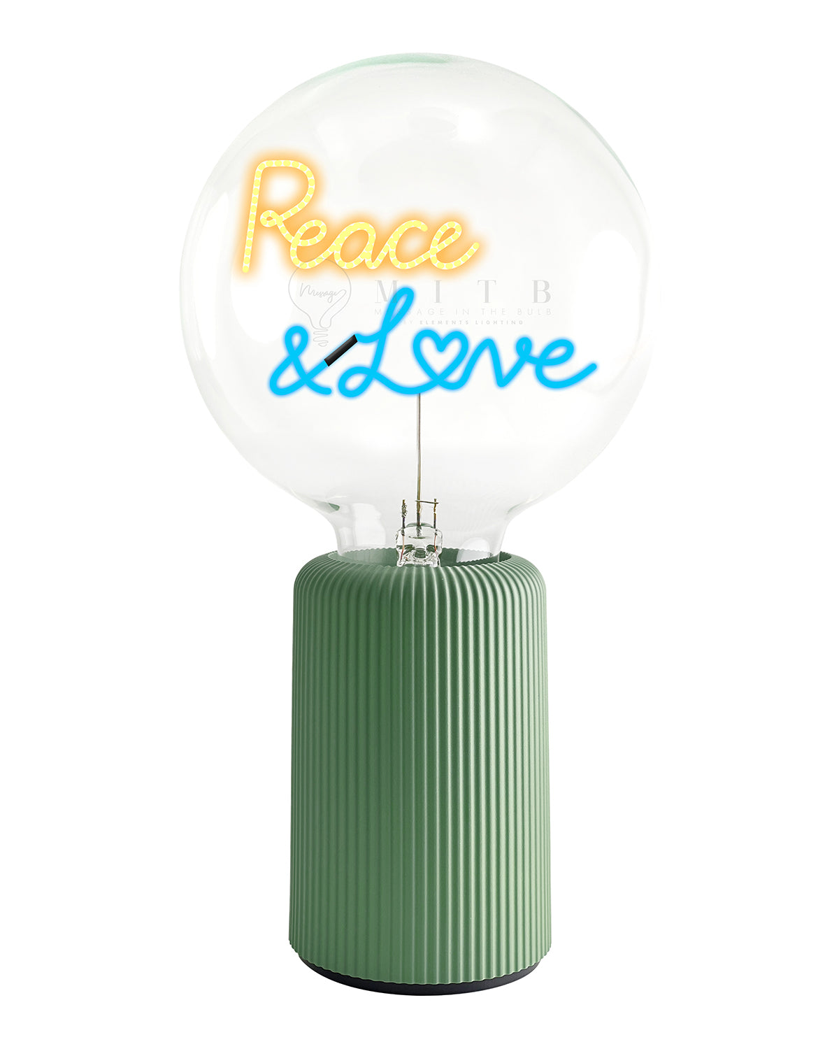 Bulb PEACE AND LOVE Amber/ Blue with Base Table Lamp PORTABLE Pop Nomad Olive