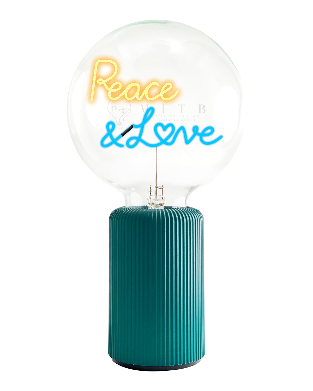 Bulb PEACE AND LOVE Amber/ Blue with Base Table Lamp PORTABLE Pop Nomad Emerald