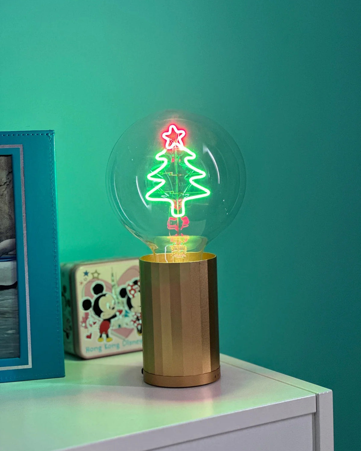 Bulb XMAS TREE Red/ Green with Base Table Lamp PORTABLE Black