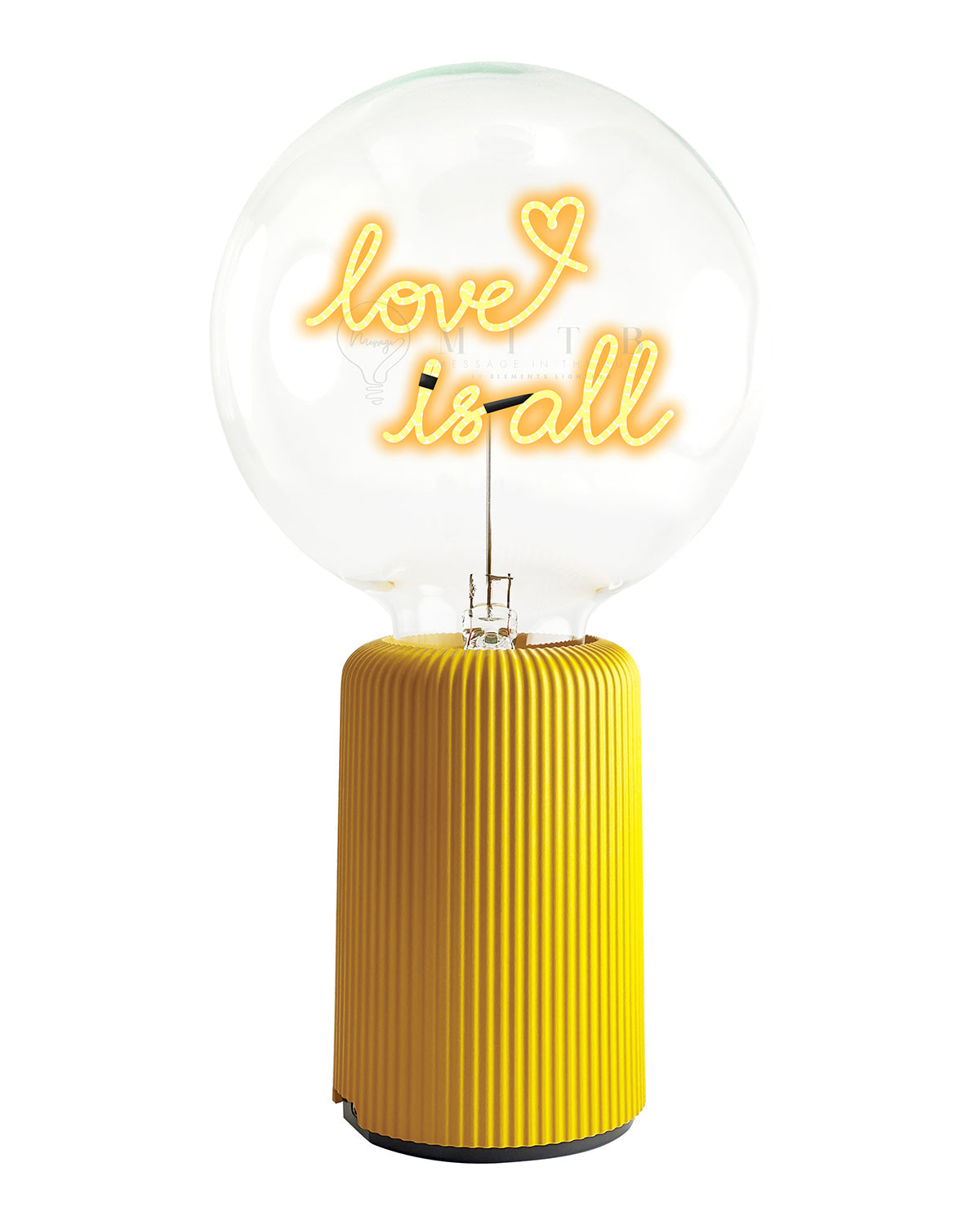 Bulb LOVE IS ALL Amber with Base Table Lamp PORTABLE Pop Nomad Yellow