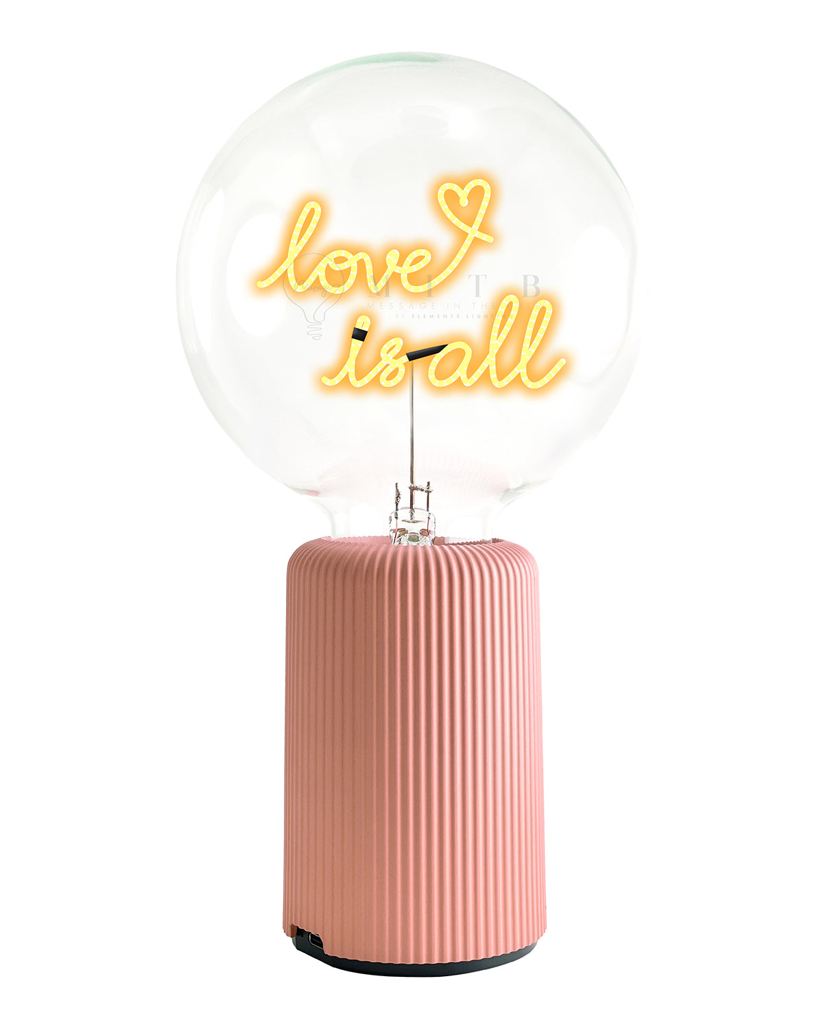 Bulb LOVE IS ALL Amber with Base Table Lamp PORTABLE Pop Nomad White