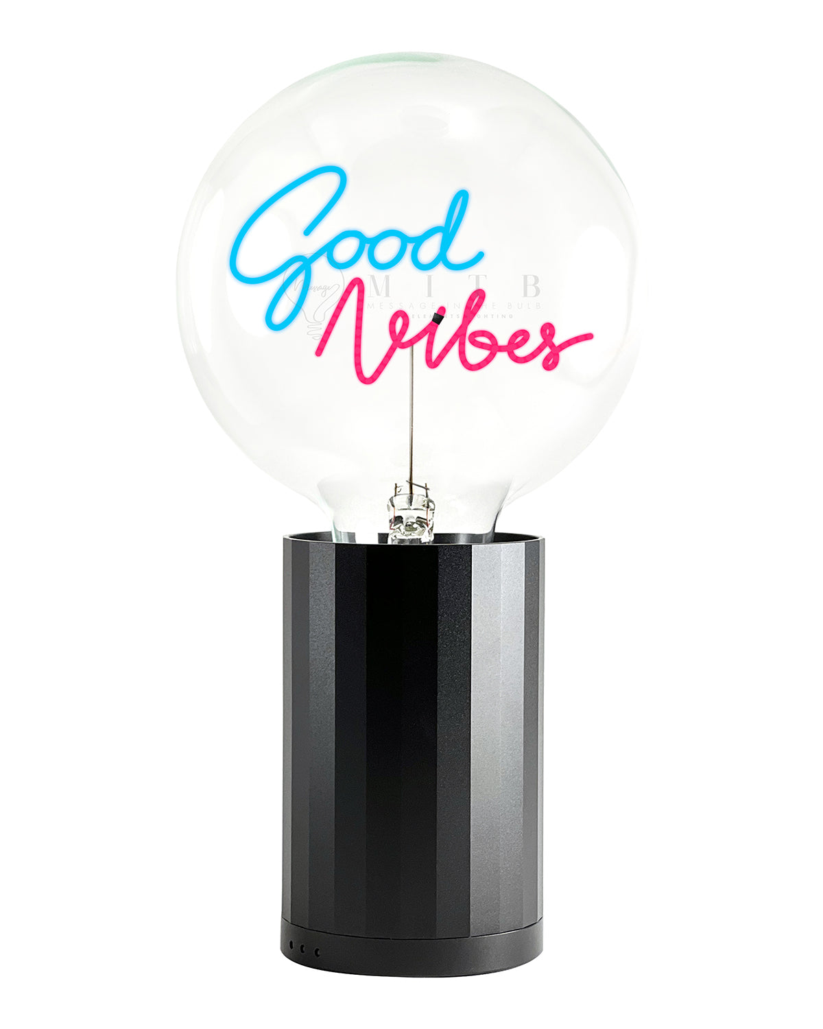 Bulb GOOD VIBES Blue/ Red with Base Table Lamp PORTABLE Black