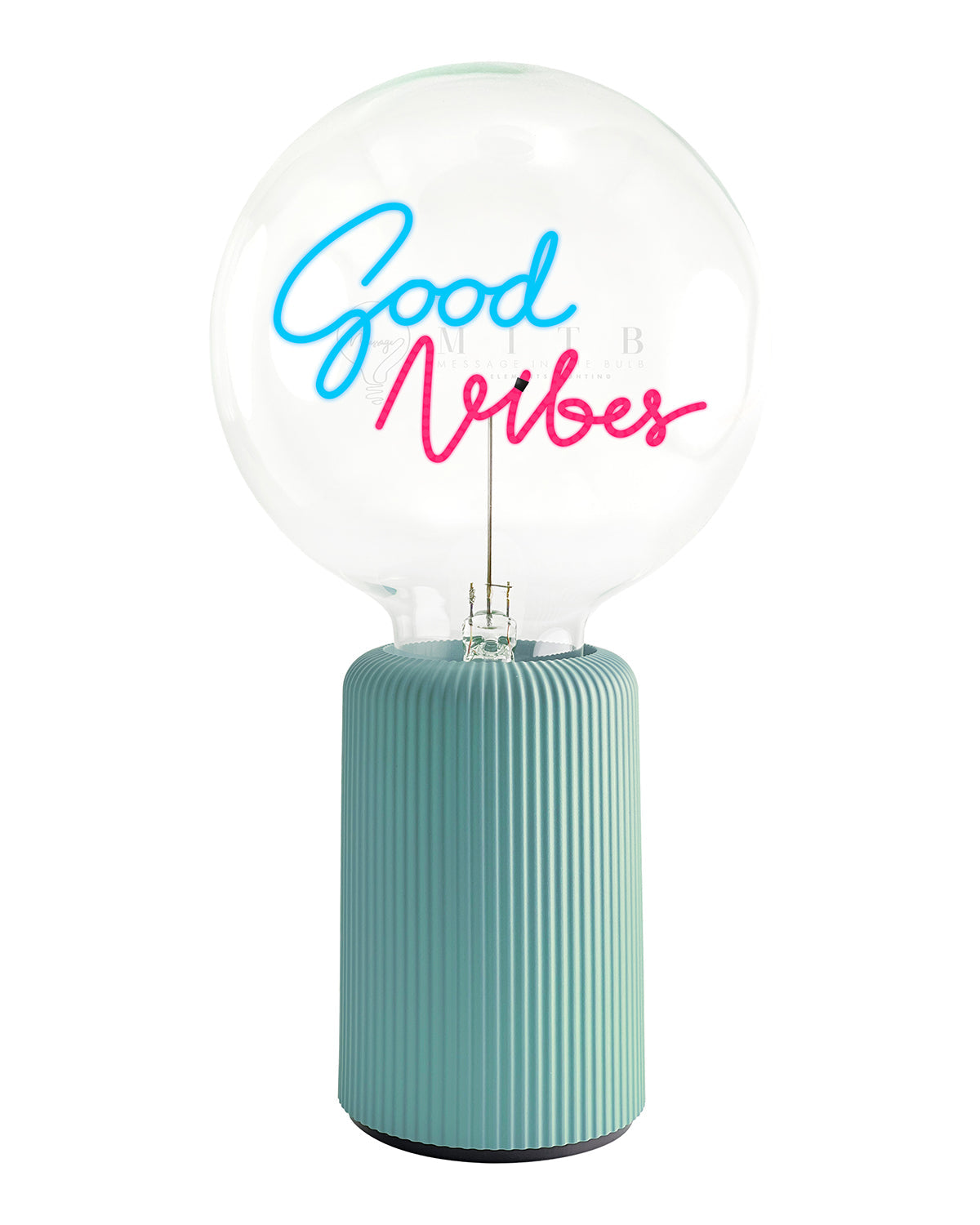 Bulb GOOD VIBES Blue/ Red with Base Table Lamp PORTABLE Pop Nomad White