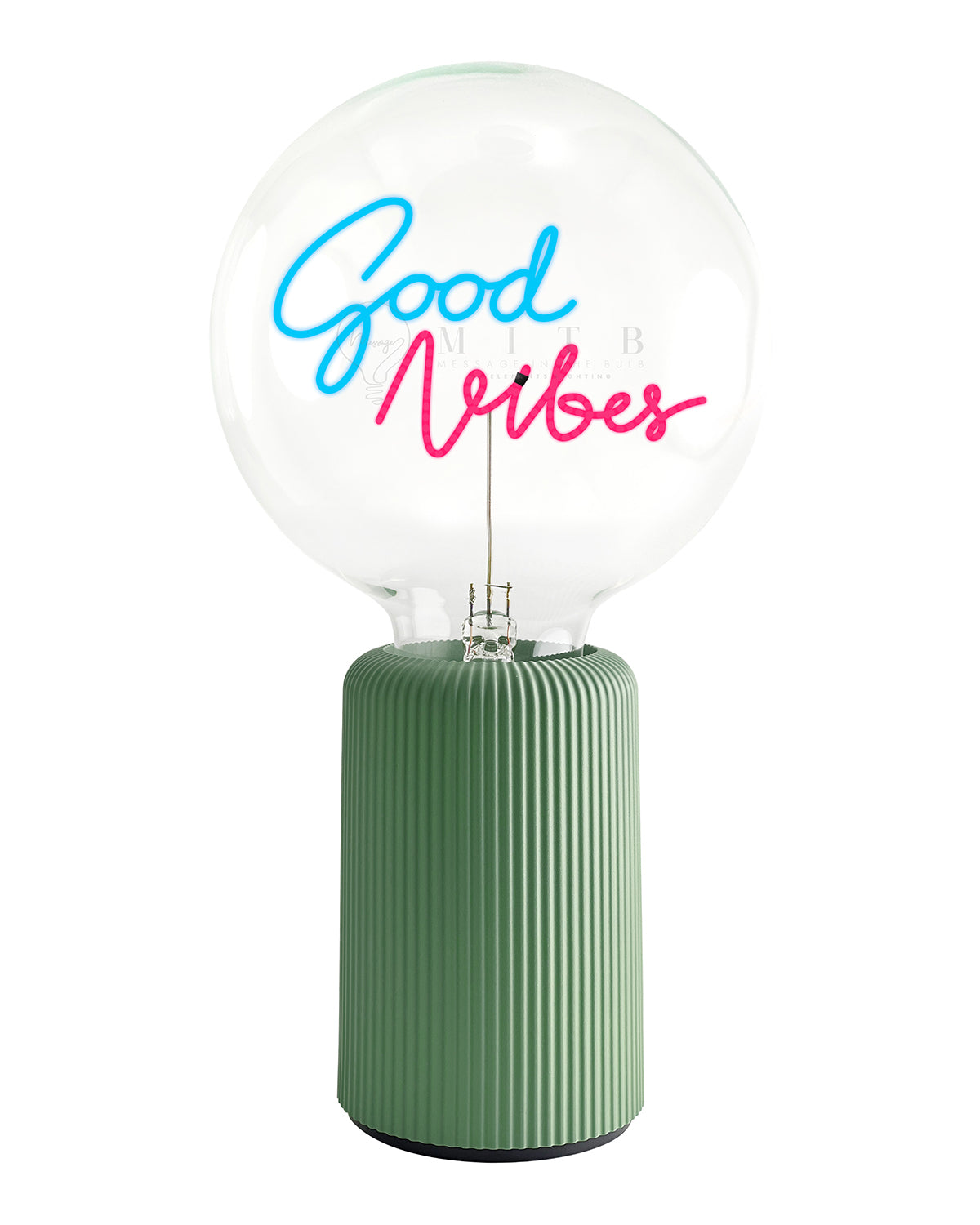 Bulb GOOD VIBES Blue/ Red with Base Table Lamp PORTABLE Pop Nomad White