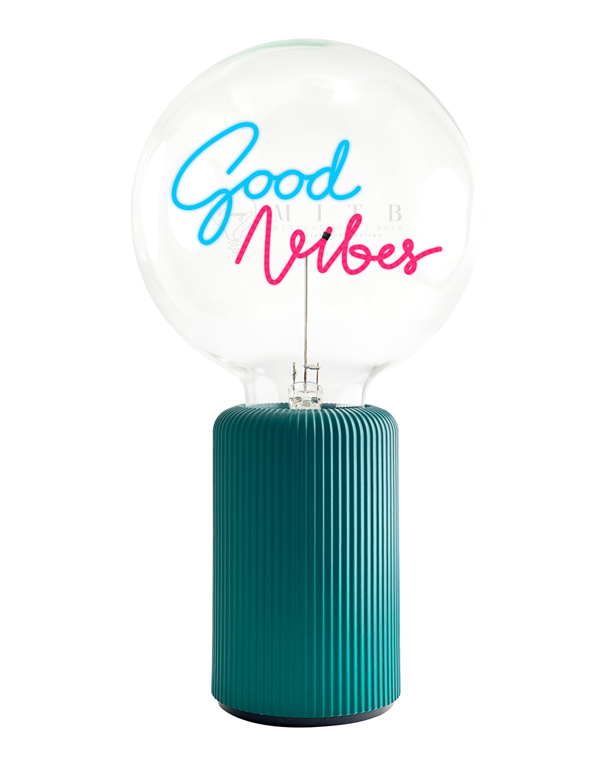 Bulb GOOD VIBES Blue/ Red with Base Table Lamp PORTABLE Pop Nomad White