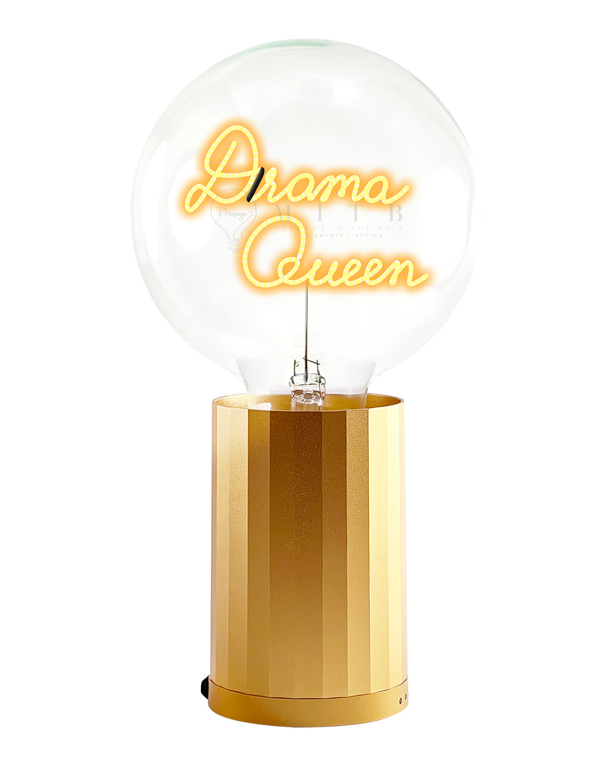 Bulb DRAMA QUEEN Amber with Base Table Lamp PORTABLE Black