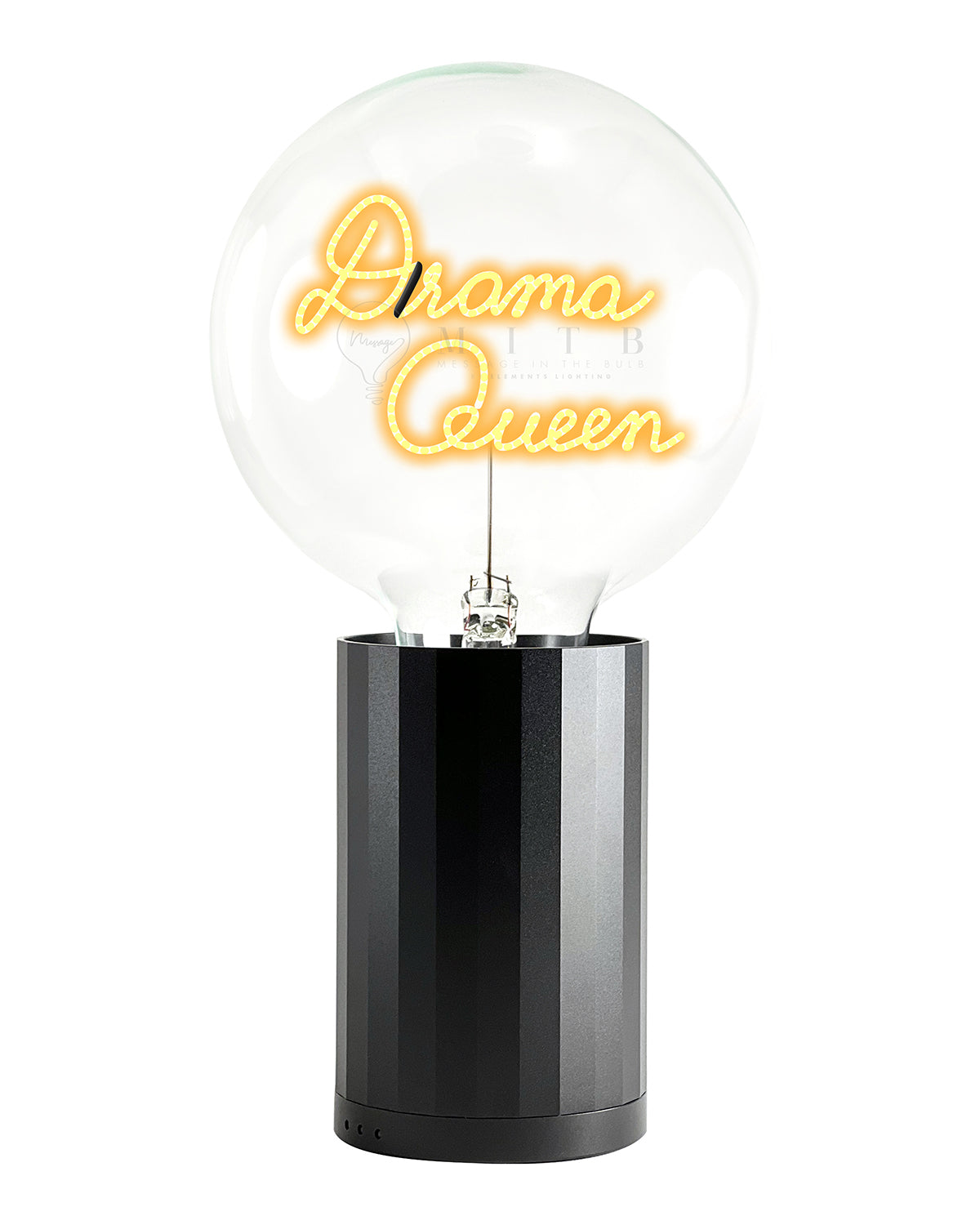Bulb DRAMA QUEEN Amber with Base Table Lamp PORTABLE Black