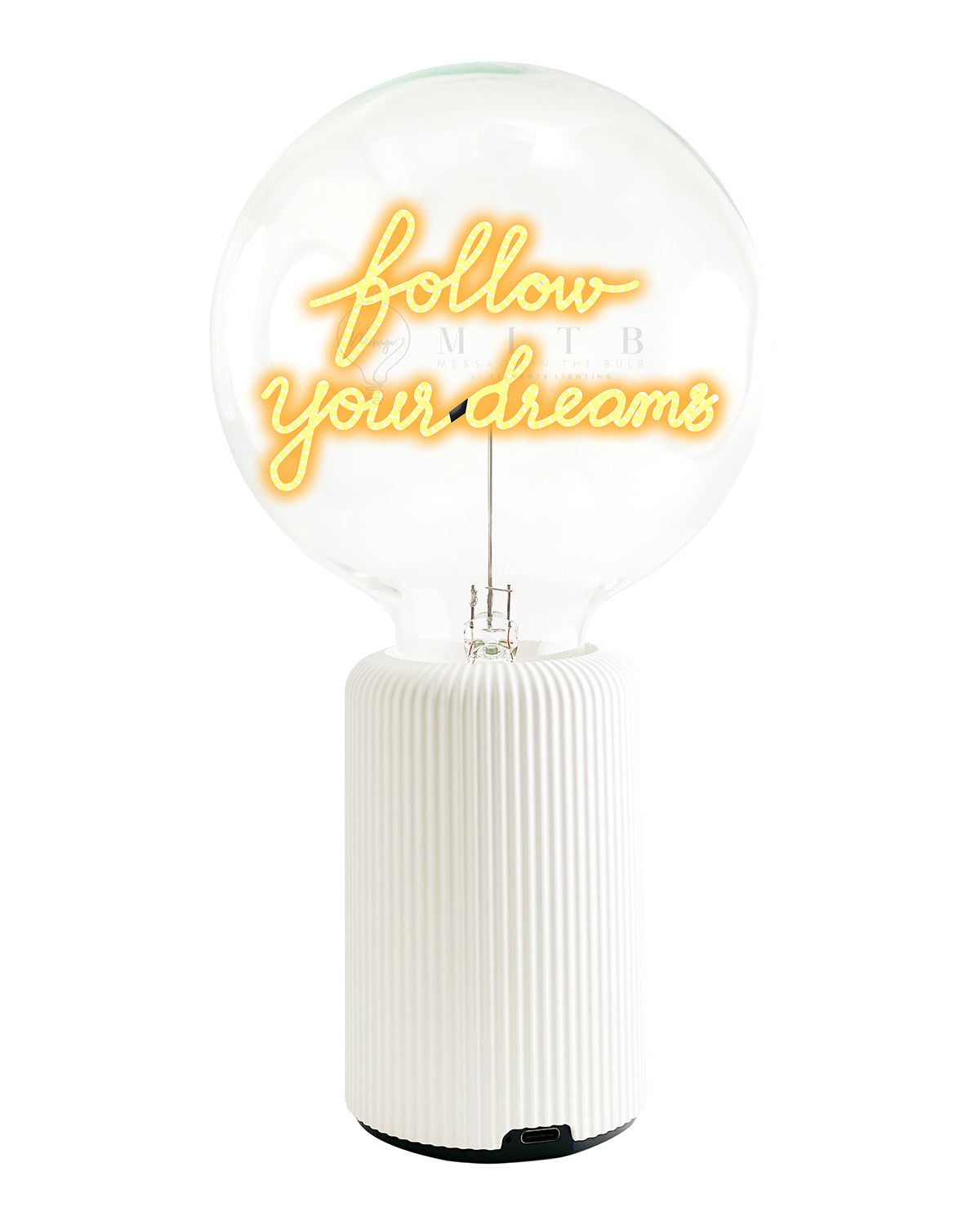 Bulb FOLLOW YOUR DREAMS Amber with Base Table Lamp PORTABLE Pop Nomad