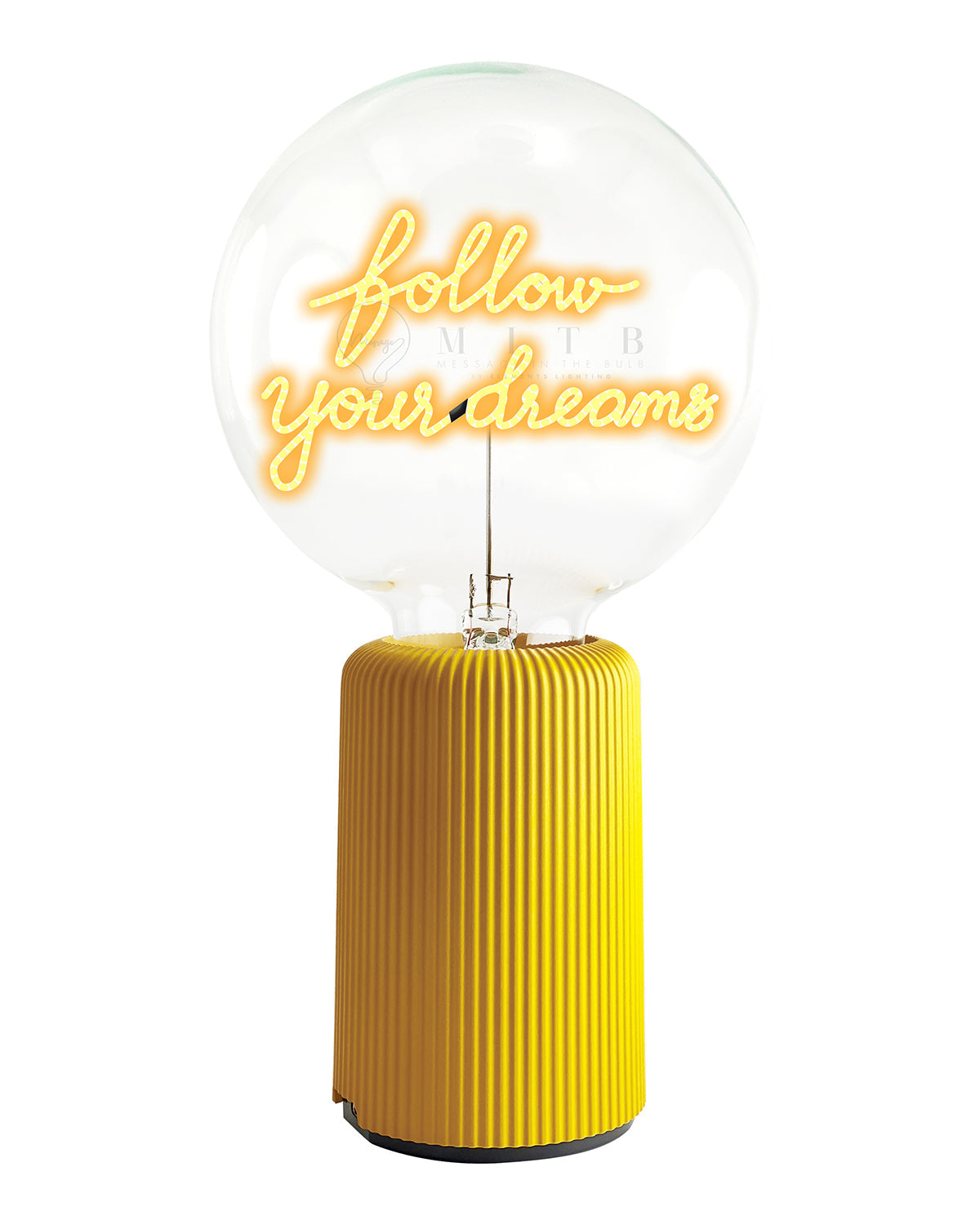 Bulb FOLLOW YOUR DREAMS Amber with Base Table Lamp PORTABLE Pop Nomad White