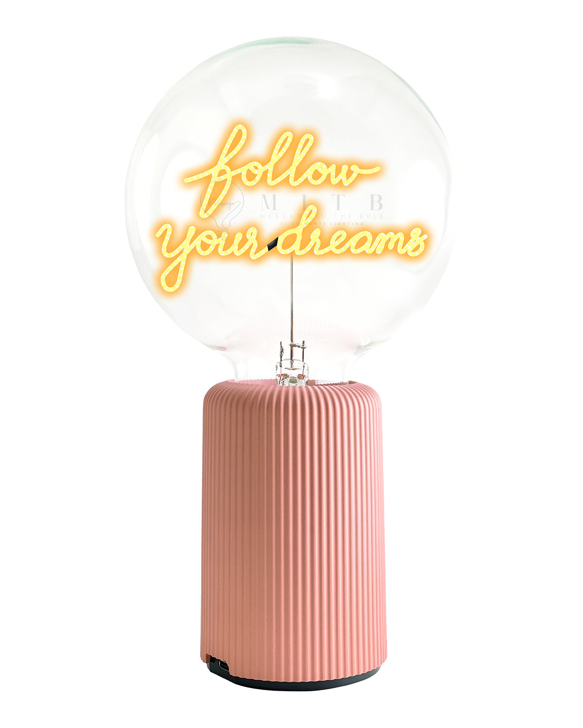 Bulb FOLLOW YOUR DREAMS Amber with Base Table Lamp PORTABLE Pop Nomad Pink