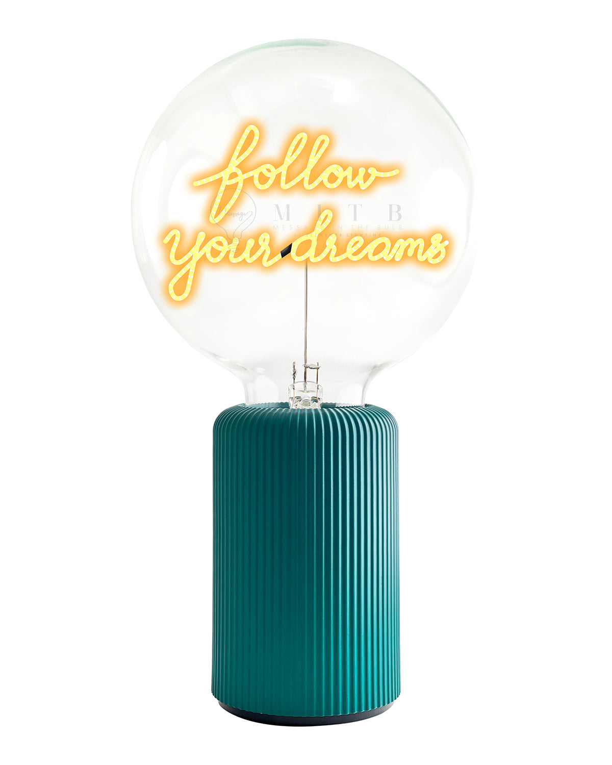 Bulb FOLLOW YOUR DREAMS Amber with Base Table Lamp PORTABLE Pop Nomad White