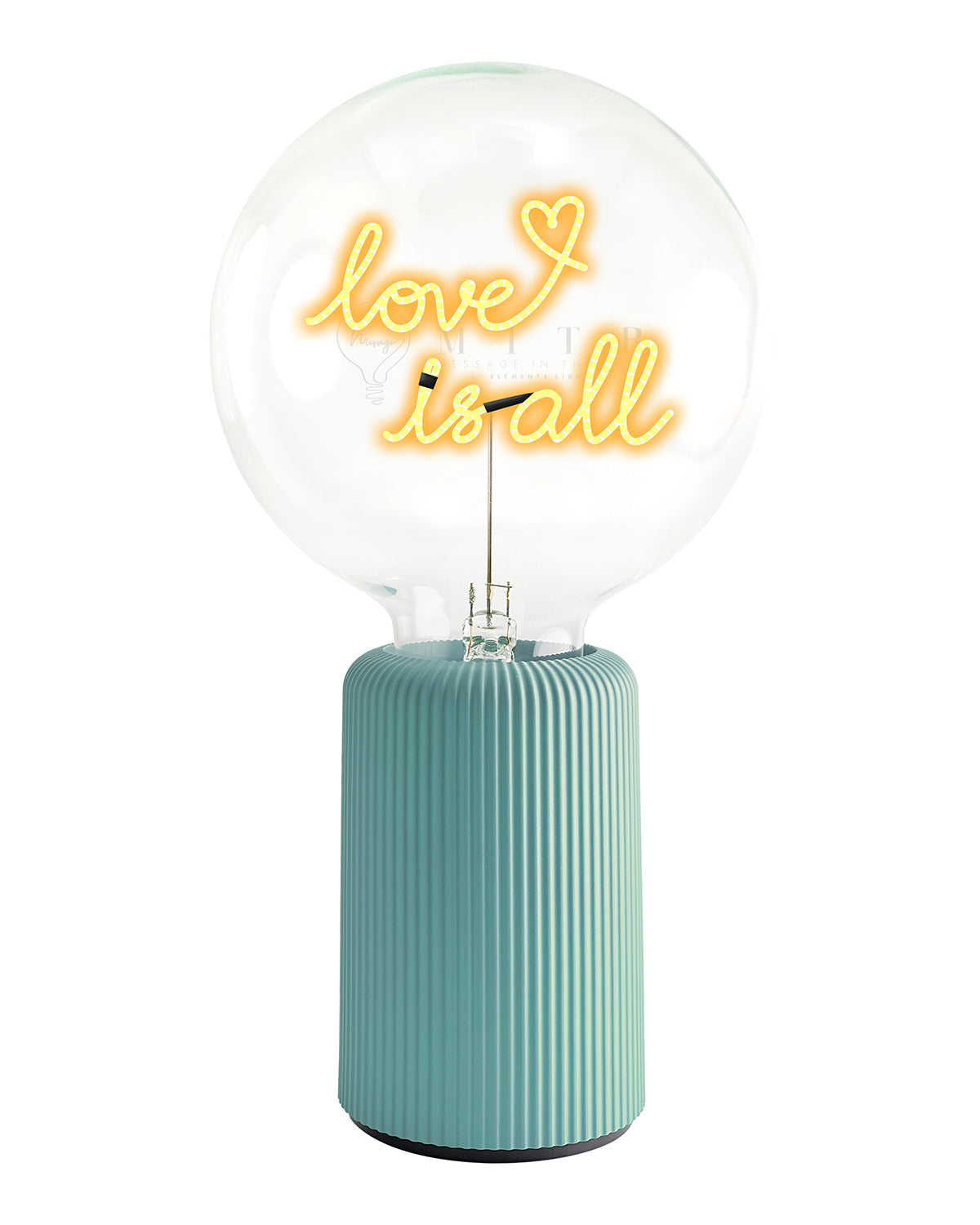Bulb LOVE IS ALL Amber with Base Table Lamp PORTABLE Pop Nomad