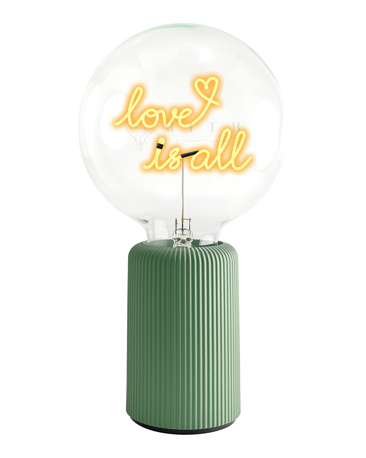 Bulb LOVE IS ALL Amber with Base Table Lamp PORTABLE Pop Nomad Yellow