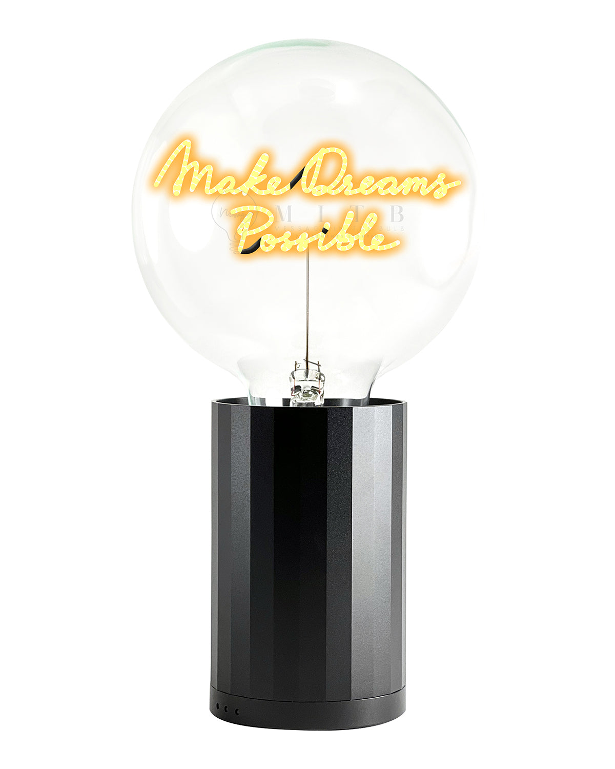 Bulb MAKE DREAMS POSSIBLE Amber with Base Table Lamp PORTABLE Rose Gold