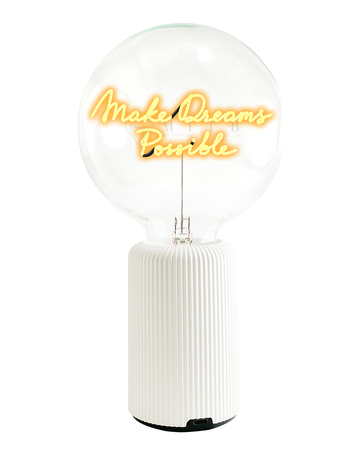 Bulb MAKE DREAMS POSSIBLE Amber with Base Table Lamp PORTABLE Pop Nomad