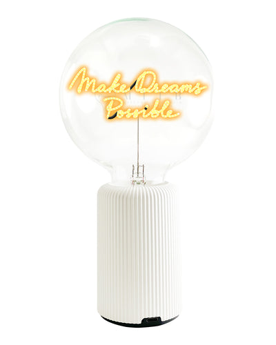 Bulb MAKE DREAMS POSSIBLE Amber with Base Table Lamp PORTABLE Pop Nomad