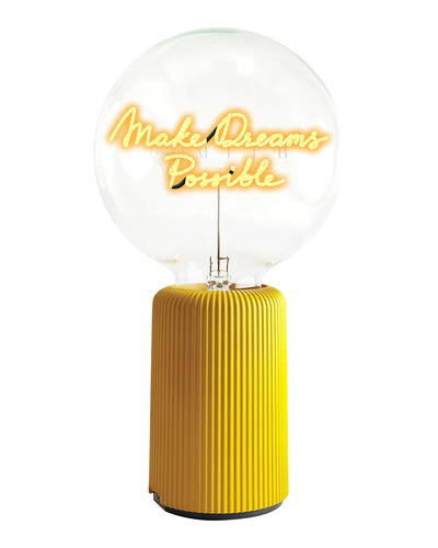 Bulb MAKE DREAMS POSSIBLE Amber with Base Table Lamp PORTABLE Pop Nomad