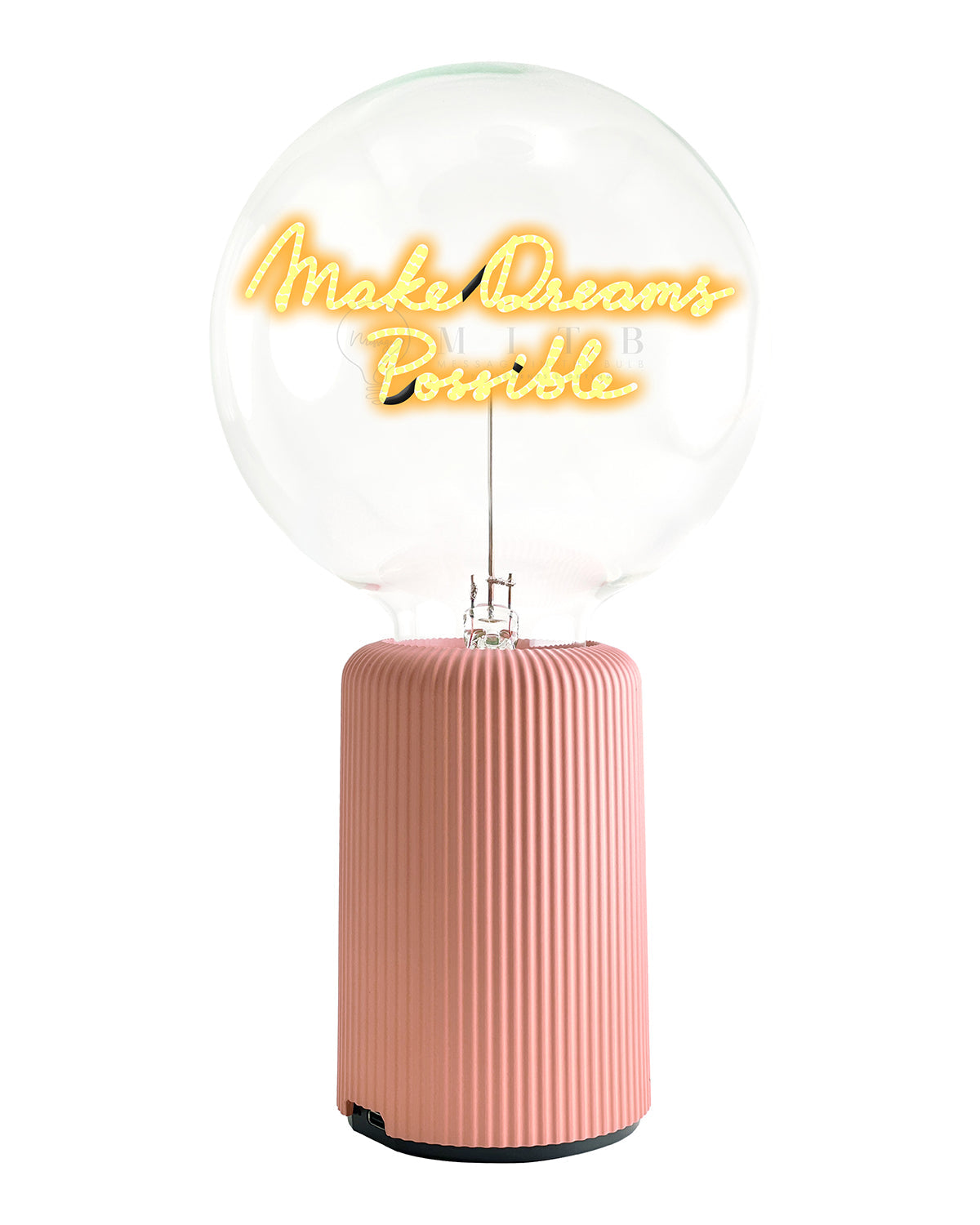 Bulb MAKE DREAMS POSSIBLE Amber with Base Table Lamp PORTABLE Pop Nomad