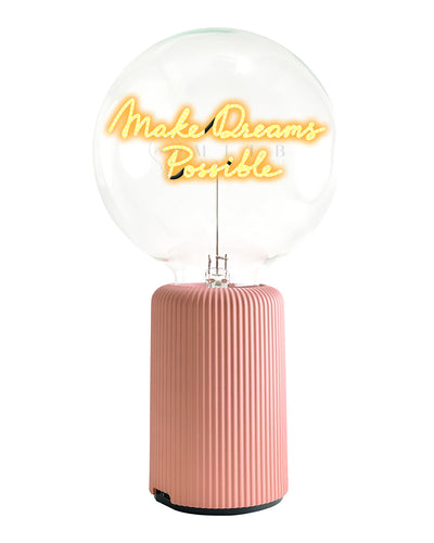 Bulb MAKE DREAMS POSSIBLE Amber with Base Table Lamp PORTABLE Pop Nomad