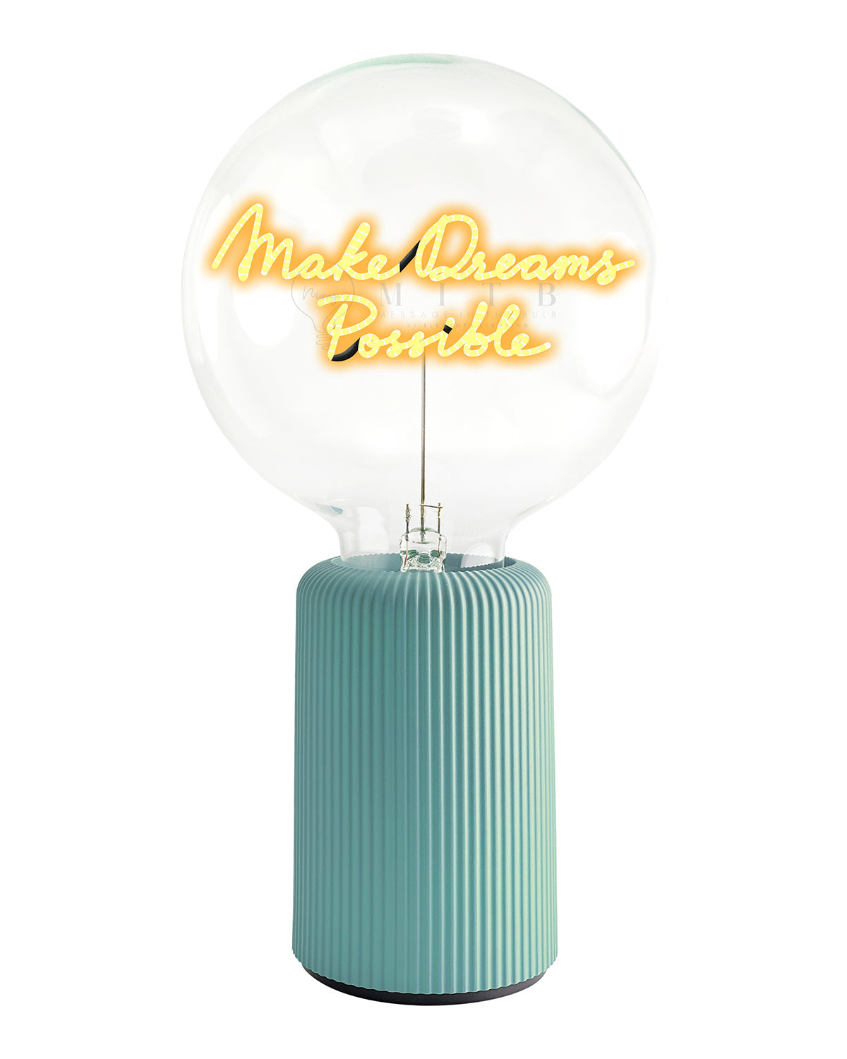Bulb MAKE DREAMS POSSIBLE Amber with Base Table Lamp PORTABLE Pop Nomad