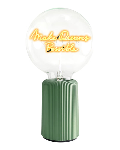 Bulb MAKE DREAMS POSSIBLE Amber with Base Table Lamp PORTABLE Pop Nomad