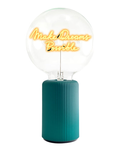 Bulb MAKE DREAMS POSSIBLE Amber with Base Table Lamp PORTABLE Pop Nomad