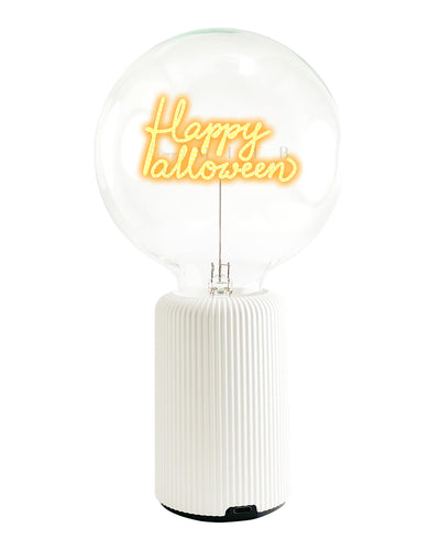 Bulb HAPPY HALLOWEEN Amber with Base Table Lamp PORTABLE Pop Nomad