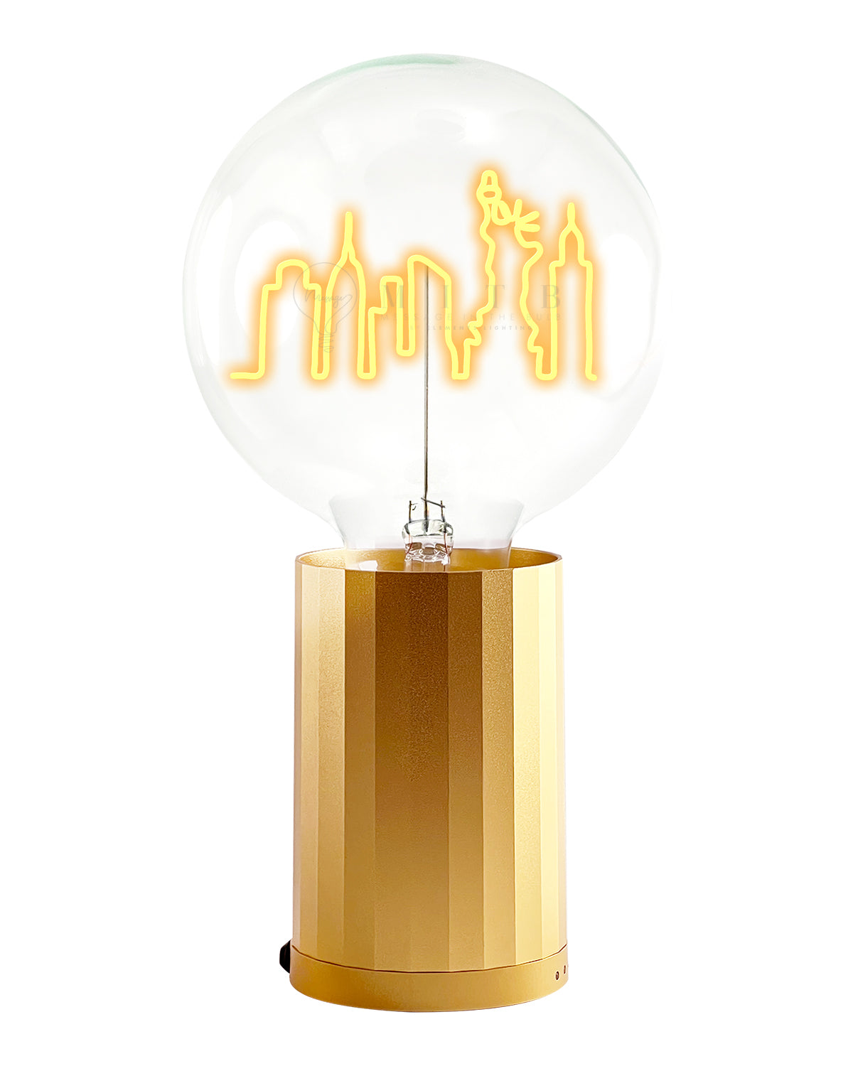 Bulb NEW YORK  SKYLINE Amber with Base Table Lamp PORTABLE Black