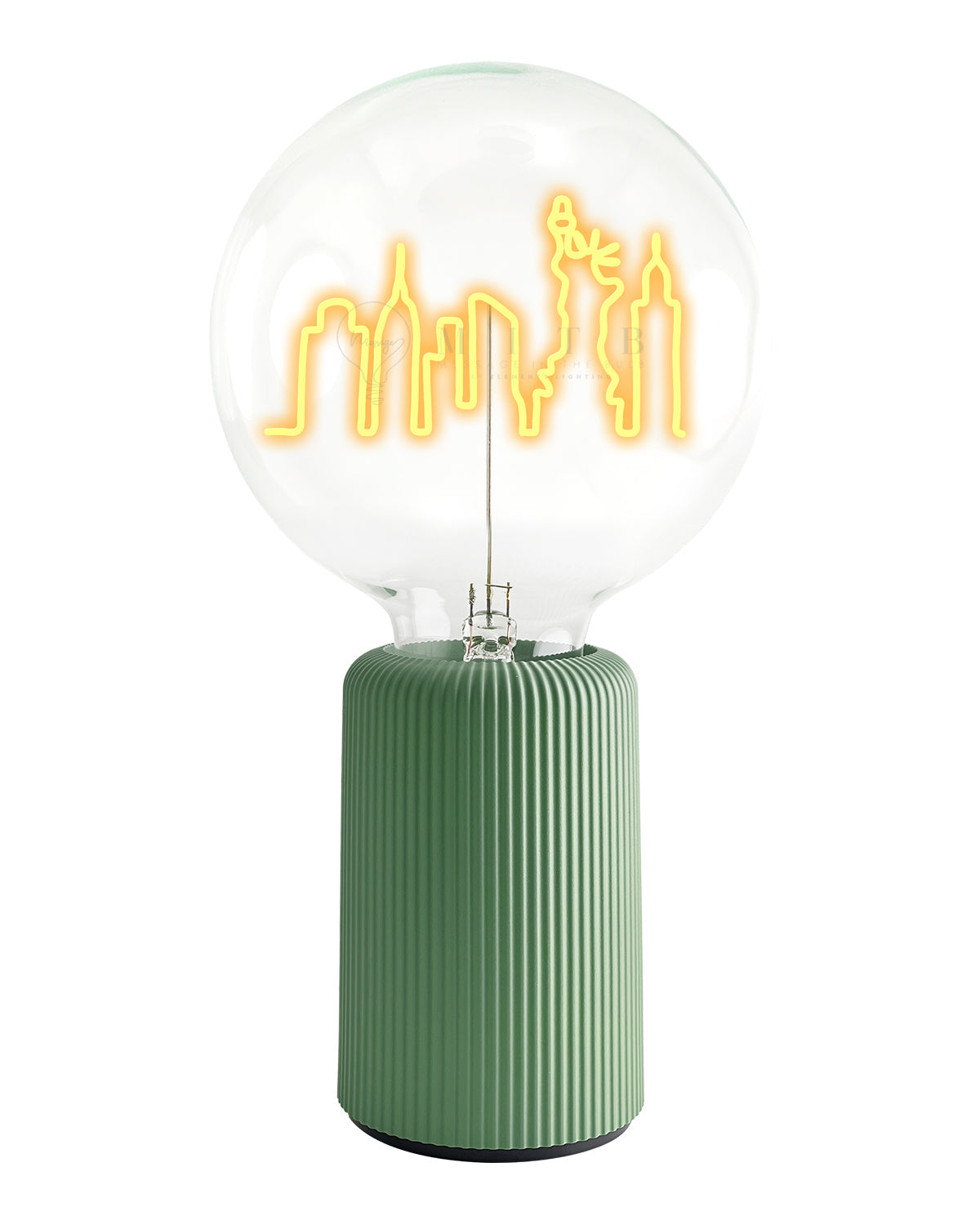 Bulb NEW YORK SKYLINE Amber with Base Table Lamp PORTABLE Pop Nomad White