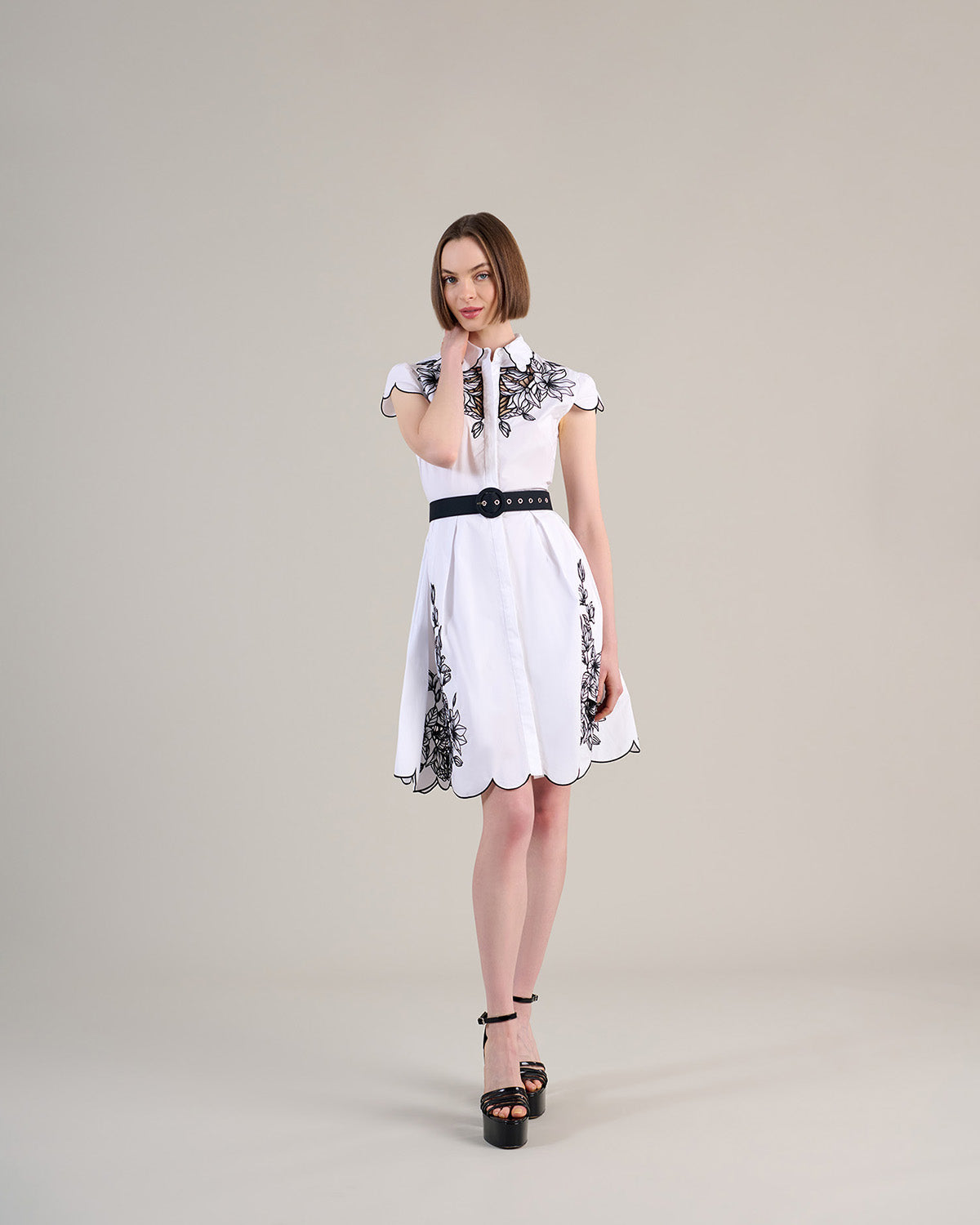 Women's Dress ADELINA Blk/Whi Size 36