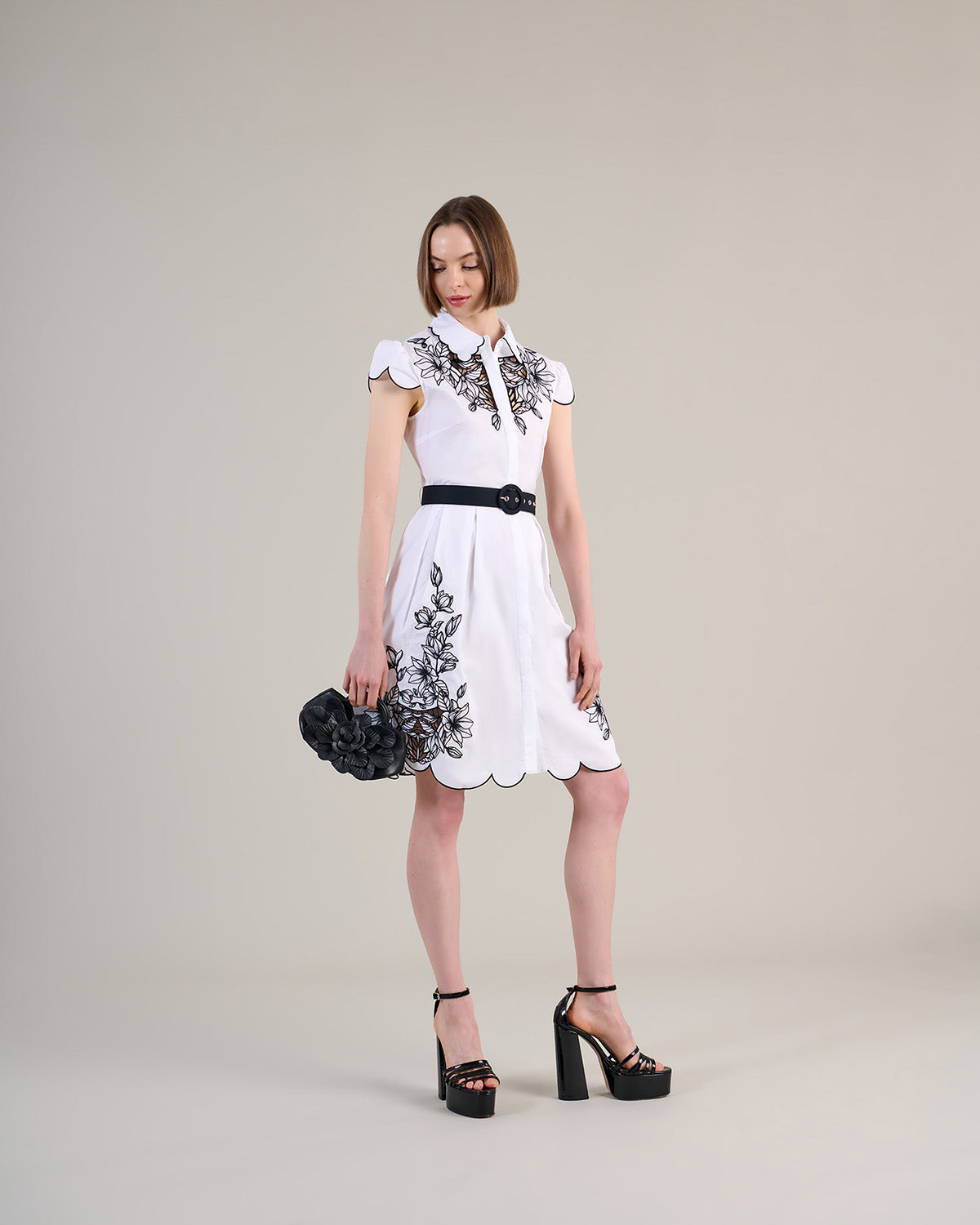 Women's Dress ADELINA Blk/Whi Size 36