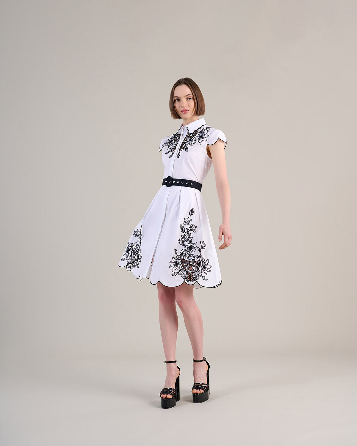 Women's Dress ADELINA Blk/Whi Size 36