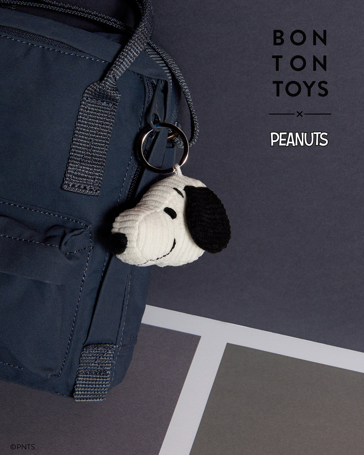 Keychain Plush PEANUTS SNOOPY HEAD Cream Corduroy 2"