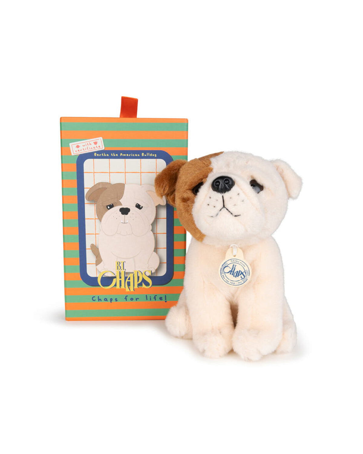 Plush BT CHAPS BERTHA THE AMERICAN BULLDOG FLOPPY in Giftbox 6.5"