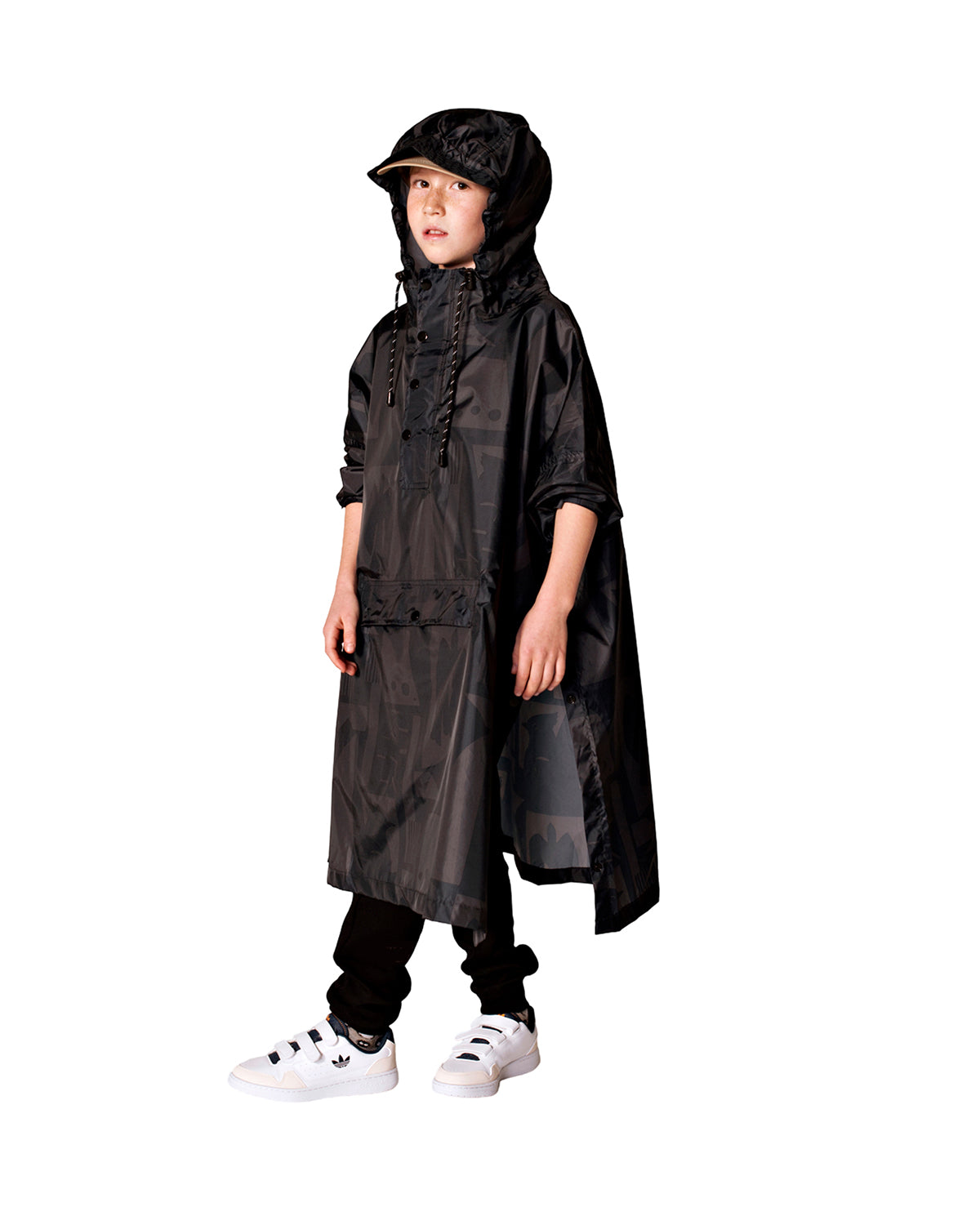 Kids Rain Poncho Back to Black Art Camo
