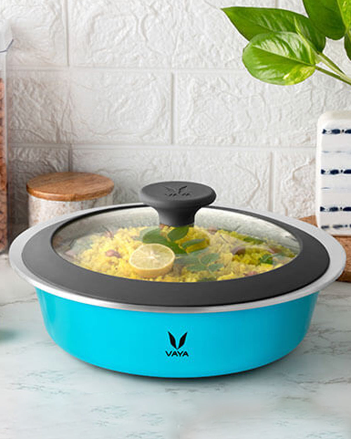 Vaya HauteCase - 37.2 fl.oz - Azure Blue - with Glass Lid