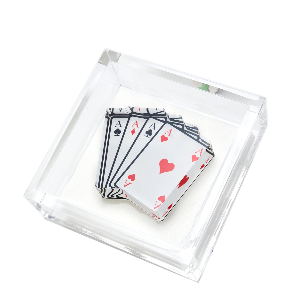 Tara Wilson Designs Cocktail Napkin Holder ACES 6" x 6"