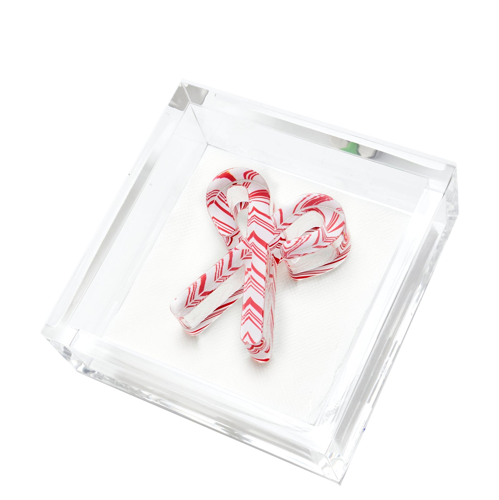 Tara Wilson Designs Cocktail Napkin Holder CANDY CANES 6" x 6"