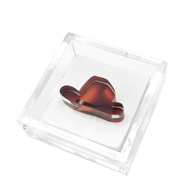 Cocktail Napkin Holder COWBOY HAT 6" x 6"